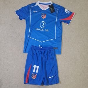 Nike Atletico Madrid 2025/26 Abas #11 Stadium  Soccer Jersey Set Men Size 26